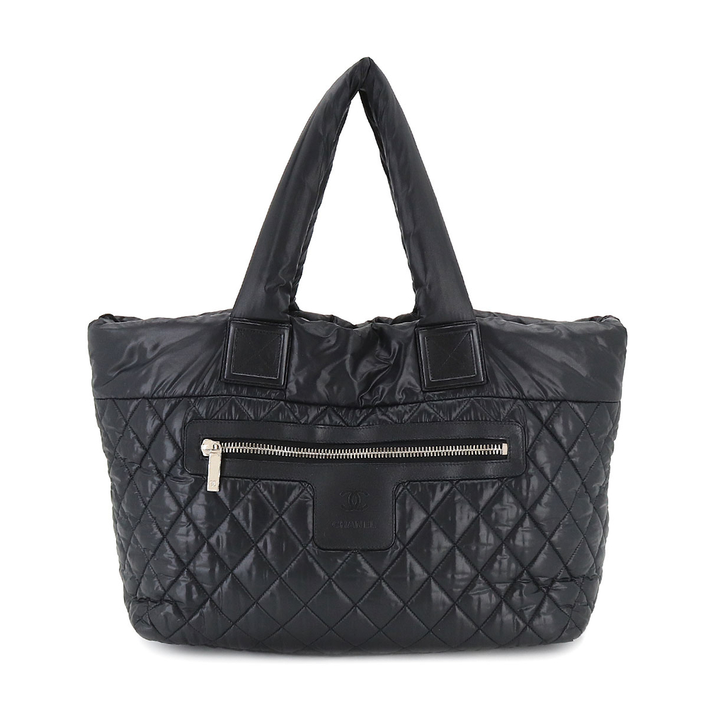 Chanel Coco Cocoon MM Medium Tote Bag Nylon Leather Black